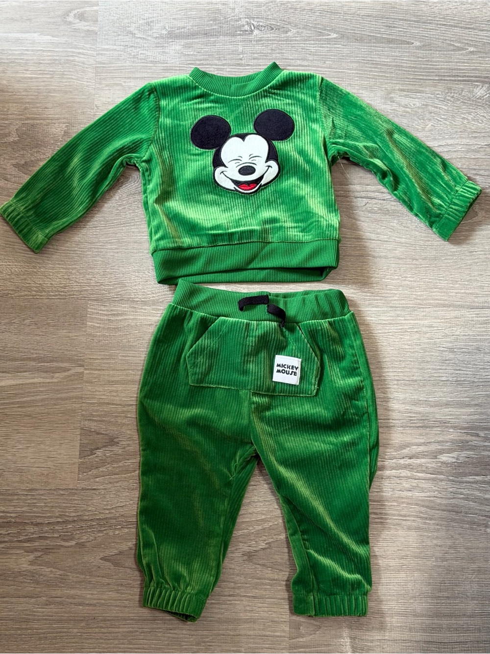 Disney Green Corduroy Mickey Pajama Set